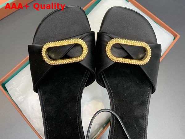 Loro Piana Olympia Heeled Sandal in Black Silk Viscose Replica