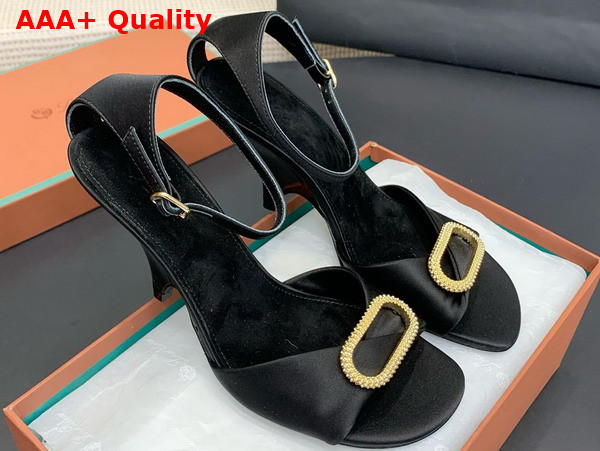 Loro Piana Olympia Heeled Sandal in Black Silk Viscose Replica