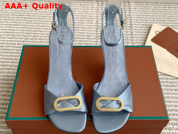Loro Piana Olympia Heeled Sandal in Light Blue Satin Replica