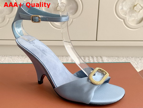 Loro Piana Olympia Heeled Sandal in Light Blue Satin Replica