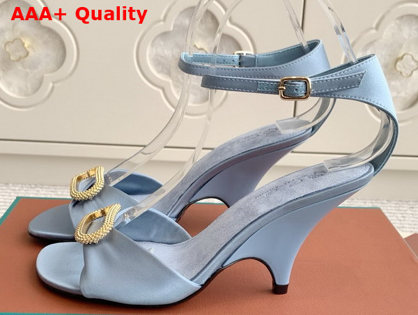 Loro Piana Olympia Heeled Sandal in Light Blue Satin Replica