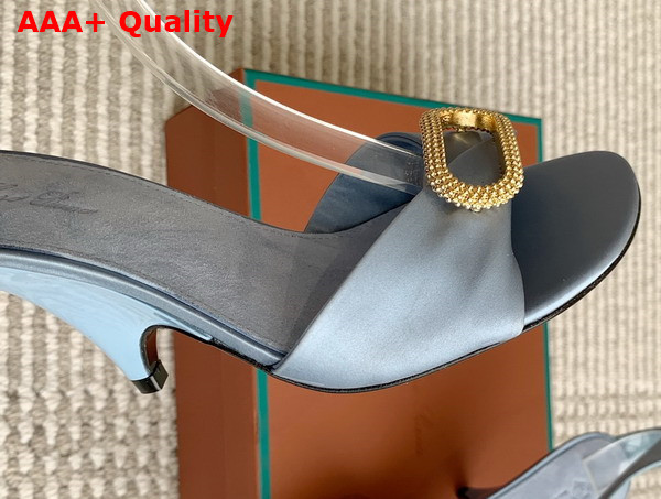 Loro Piana Olympia Heeled Sandal in Light Blue Satin Replica