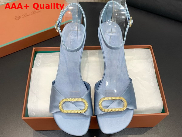 Loro Piana Olympia Heeled Sandal in Light Blue Silk Viscose Replica