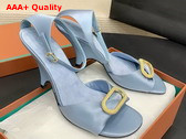 Loro Piana Olympia Heeled Sandal in Light Blue Silk Viscose Replica