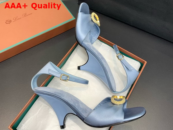 Loro Piana Olympia Heeled Sandal in Light Blue Silk Viscose Replica