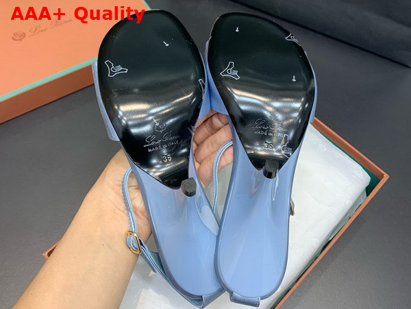 Loro Piana Olympia Heeled Sandal in Light Blue Silk Viscose Replica