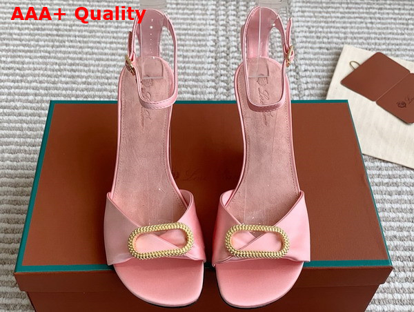 Loro Piana Olympia Heeled Sandal in Pink Satin Replica