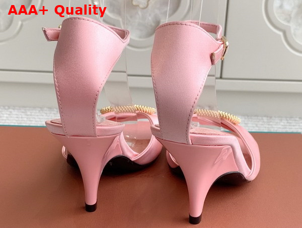 Loro Piana Olympia Heeled Sandal in Pink Satin Replica
