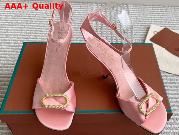 Loro Piana Olympia Heeled Sandal in Pink Satin Replica