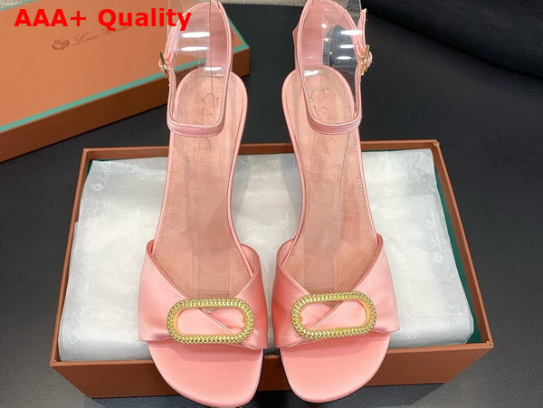 Loro Piana Olympia Heeled Sandal in Pink Silk Viscose Replica