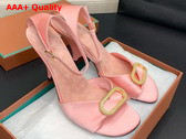 Loro Piana Olympia Heeled Sandal in Pink Silk Viscose Replica