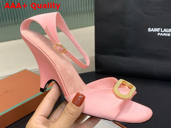 Loro Piana Olympia Heeled Sandal in Pink Silk Viscose Replica
