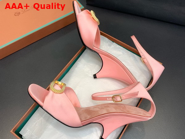 Loro Piana Olympia Heeled Sandal in Pink Silk Viscose Replica