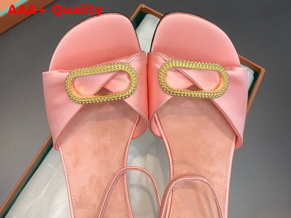 Loro Piana Olympia Heeled Sandal in Pink Silk Viscose Replica