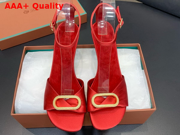Loro Piana Olympia Heeled Sandal in Red Silk Viscose Replica