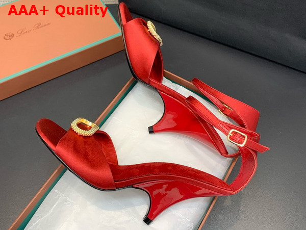 Loro Piana Olympia Heeled Sandal in Red Silk Viscose Replica