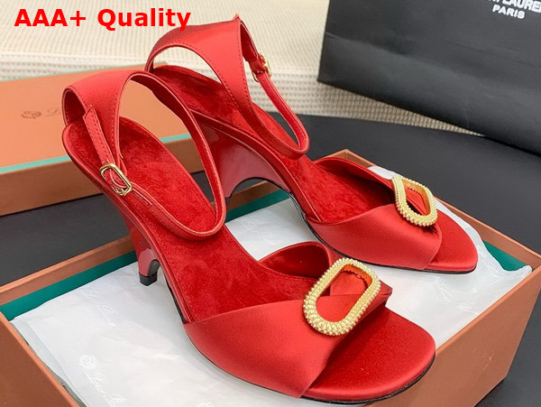 Loro Piana Olympia Heeled Sandal in Red Silk Viscose Replica