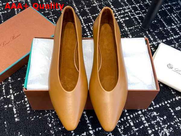 Loro Piana Rebecca Ballerinas in Brown Calfskin Replica