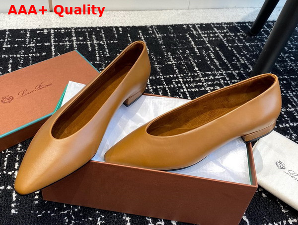 Loro Piana Rebecca Ballerinas in Brown Calfskin Replica