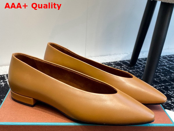 Loro Piana Rebecca Ballerinas in Brown Calfskin Replica