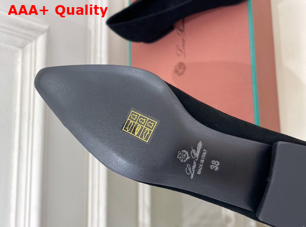 Lora Piana Rebecca Ballet Flat Suede Goatskin Black and Chocolate Replica