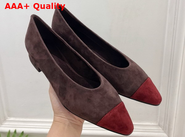 Lora Piana Rebecca Ballet Flat Suede Goatskin Chocolate and Oxblood Replica