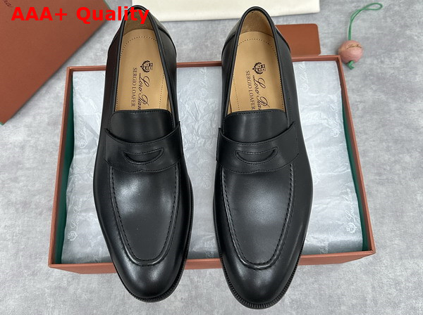 Loro Piana Sergio Loafer in Black Calfskin for Men Replica