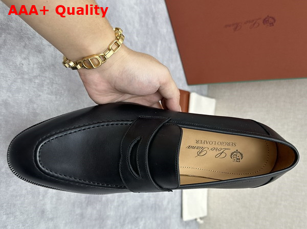 Loro Piana Sergio Loafer in Black Calfskin for Men Replica