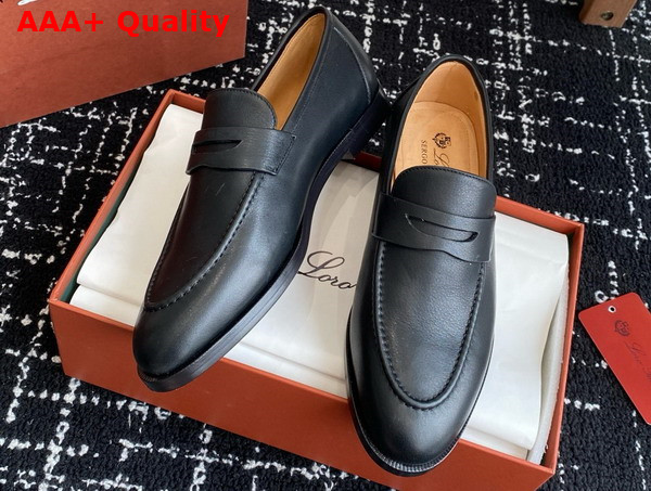 Loro Piana Sergio Loafer in Black Leather Replica
