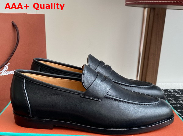 Loro Piana Sergio Loafer in Black Leather Replica