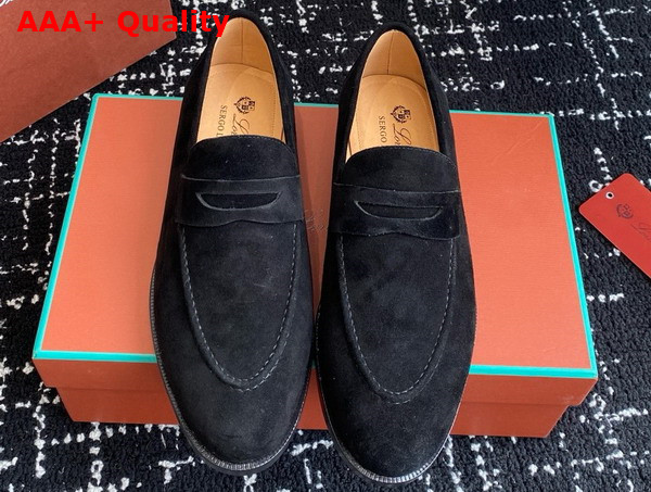 Loro Piana Sergio Loafer in Black Suede Leather Replica