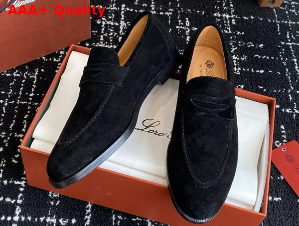 Loro Piana Sergio Loafer in Black Suede Leather Replica