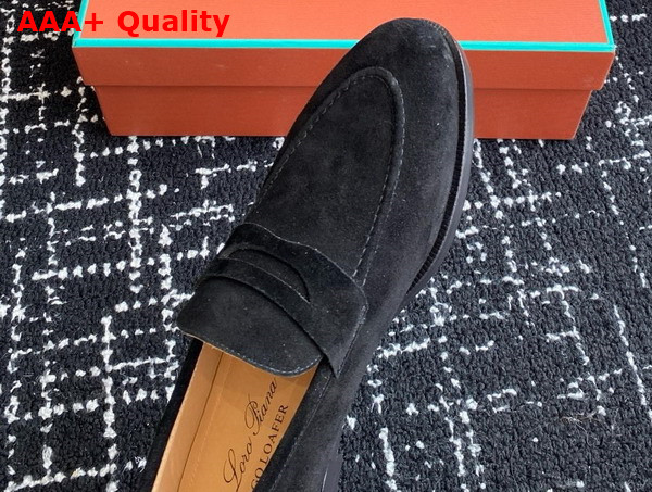 Loro Piana Sergio Loafer in Black Suede Leather Replica