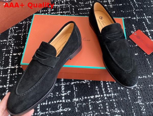 Loro Piana Sergio Loafer in Black Suede Leather Replica