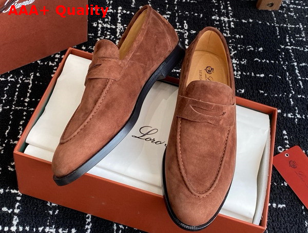 Loro Piana Sergio Loafer in Cinnamon Bark Suede Leather Replica