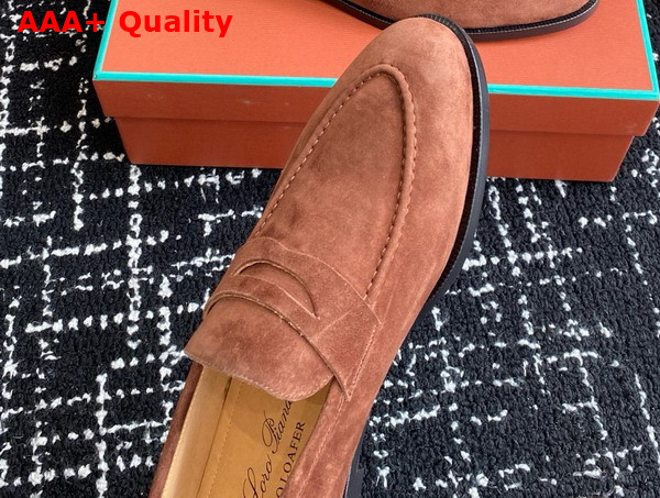 Loro Piana Sergio Loafer in Cinnamon Bark Suede Leather Replica
