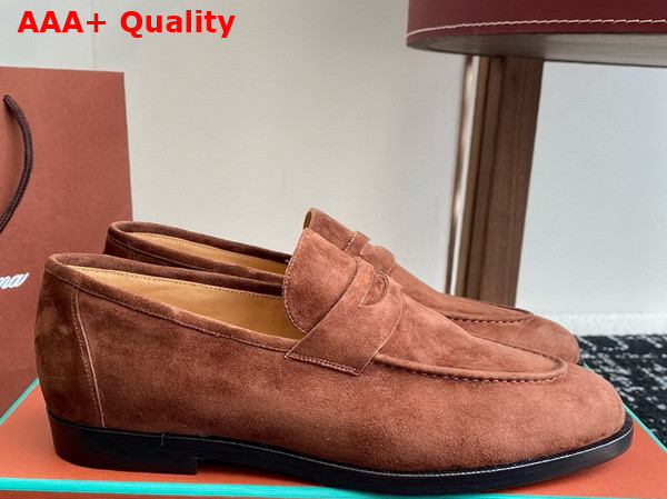 Loro Piana Sergio Loafer in Cinnamon Bark Suede Leather Replica