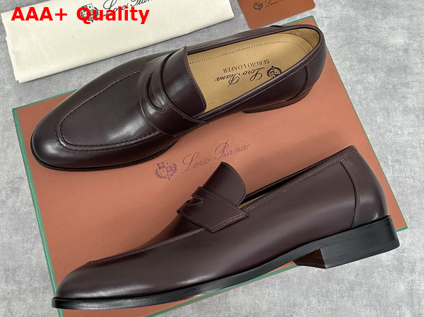 Loro Piana Sergio Loafer in Deep Maroon Calfskin for Men Replica