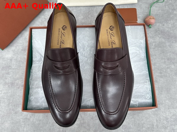 Loro Piana Sergio Loafer in Deep Maroon Calfskin for Men Replica