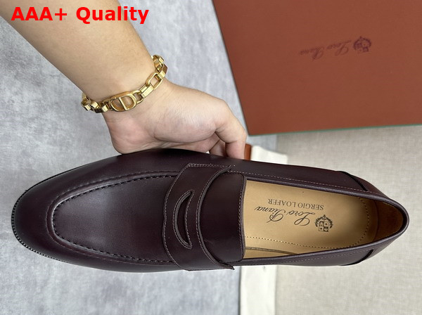 Loro Piana Sergio Loafer in Deep Maroon Calfskin for Men Replica