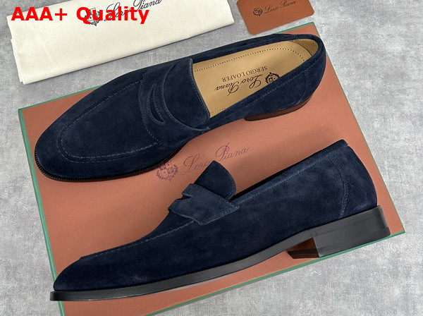 Loro Piana Sergio Loafer in Navy Blue Ox Leather for Men Replica