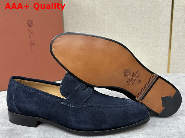 Loro Piana Sergio Loafer in Navy Blue Ox Leather for Men Replica