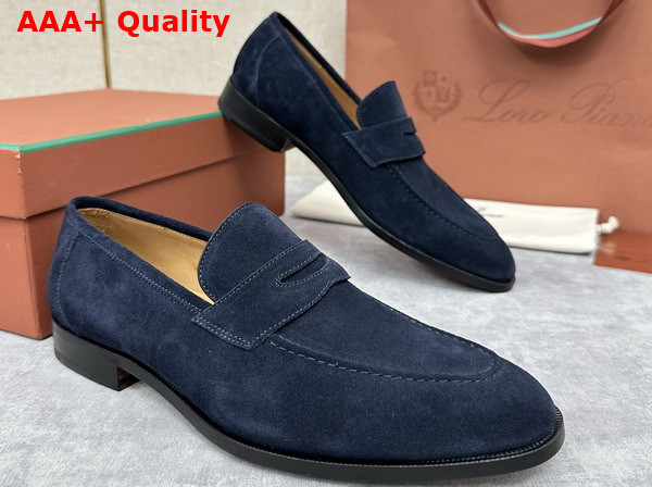 Loro Piana Sergio Loafer in Navy Blue Ox Leather for Men Replica