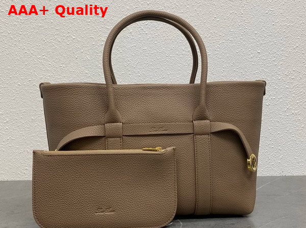 Loro Piana Small Ghiera Shopper Calfskin Fossil Sun Gold Replica