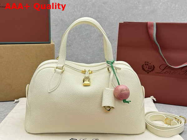 Loro Piana Small Needle Bag Calfskin Whisper White Sun Gold Replica