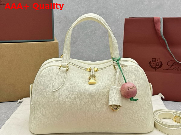 Loro Piana Small Needle Bag Calfskin Whisper White Sun Gold Replica