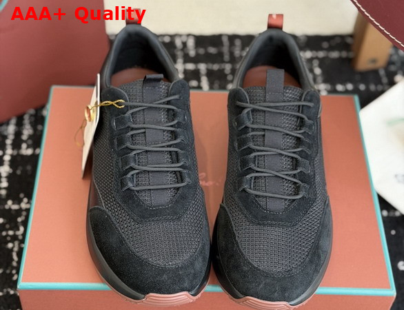 Loro Piana Week End Walk Sneaker Black Microfiber and Suede Replica