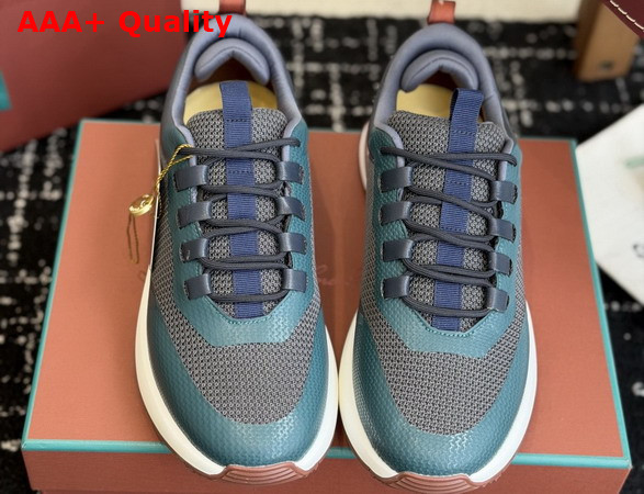 Loro Piana Week End Walk Sneaker in Charcoal Blue Technical Mesh Replica