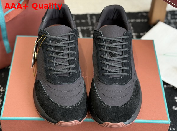 Loro Piana Week End Walk Walk Sneaker in Black Microfiber Replica