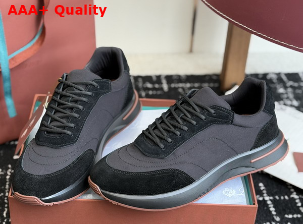 Loro Piana Week End Walk Walk Sneaker in Black Microfiber Replica
